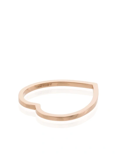 Repossi Antifer Heart 18kt Rose Gold Heart Band Ring In Pink