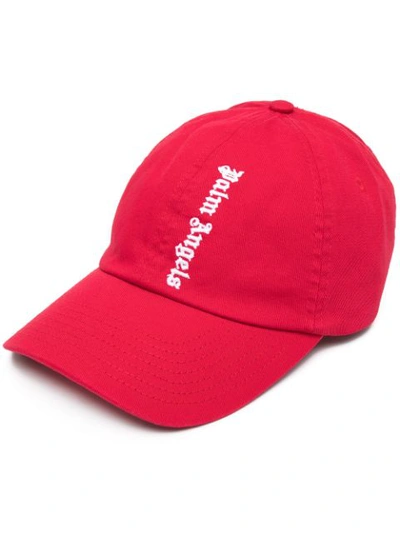 Palm Angels Red Logo-embroidered Twill Cap