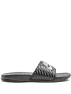 Nike Women's Benassi Jdi Swoosh Slide Sandals From Finish Line In Black