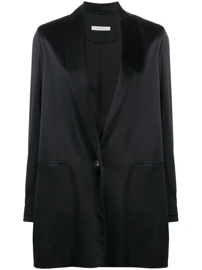 La Collection Amandine Single-breasted Silk Blazer In Black