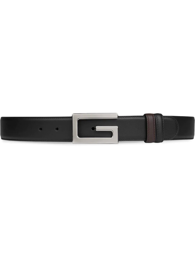 Gucci Reversible Belt With Square G Buckle In 1062 Nero/cocoa