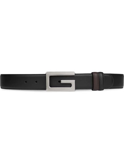 Gucci Reversible Belt With Square G Buckle In Black