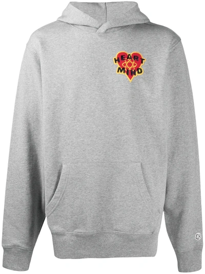 Billionaire Boys Club Heart & Mind Appliquéd Mélange Loopback Cotton-jersey Hoodie In Grey