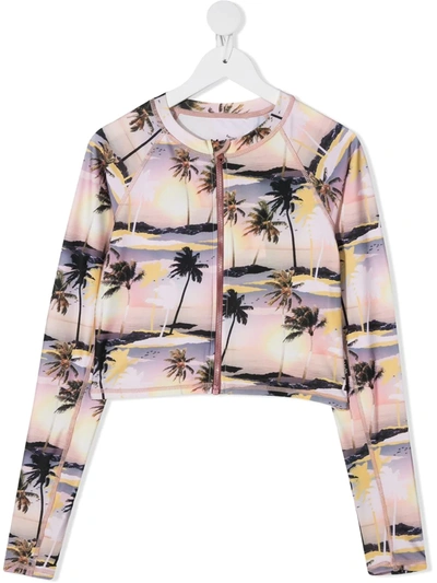 Molo Teen Palm Tree-print Jacket In Pink
