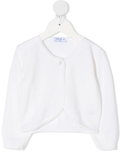 Siola Kids' Knitted Long Sleeve Cardigan In White