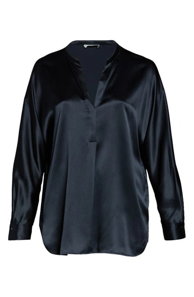 Vince Band Collar Silk Blouse In Coastal