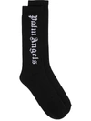 Palm Angels Black Gothic Logo Socks In Black
