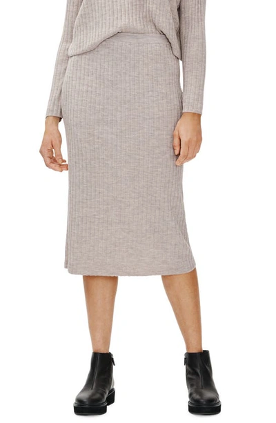 Eileen Fisher Merino Wool Ribbed Pencil Skirt In Maple Oat