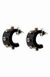 AKOLA GIANNA HUGGIE HOOP EARRINGS,20FE14-BLK