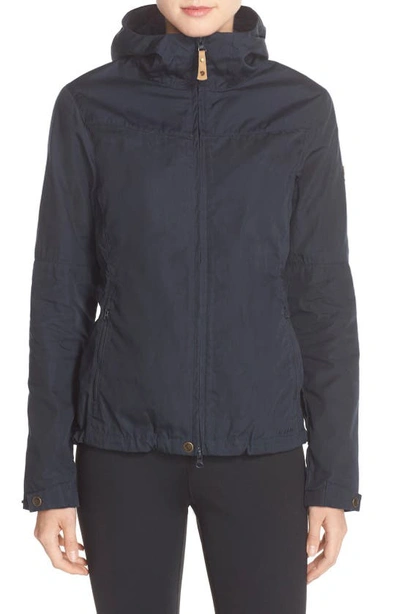 Fjall Raven 'stina' Hooded Water Resistant Jacket In Dark Navy