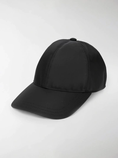 Prada Logo Plaque Baseball Cap In Black