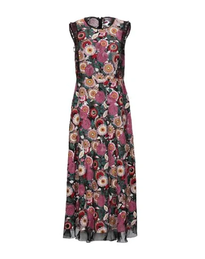 Red Valentino Embroidered Long Dress In Black
