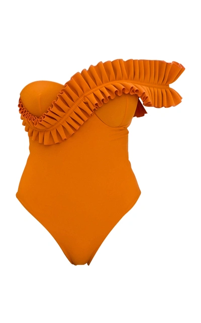 Andrea Iyamah Women's Nisi Ruffled One-piece Swimsuit In Orange