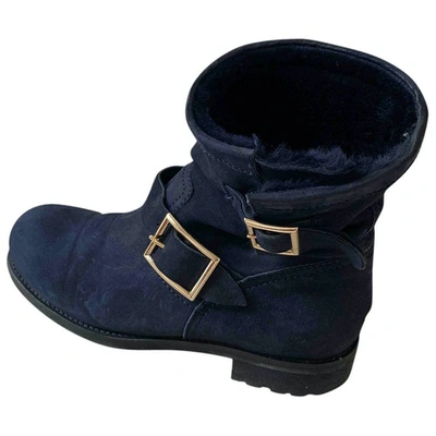 Pre-owned Jimmy Choo Blue Shearling Boots