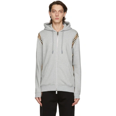 Burberry Grey Vintage Check Panel Zip-up Hoodie