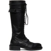 ANN DEMEULEMEESTER BLACK LEATHER LACE-UP BOOTS