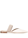 Malone Souliers Maisie Cord-trimmed Leather Point-toe Flats In White