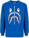 A BATHING APE SAD SHARK-PRINT LONG-SLEEVE T-SHIRT