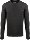 Emporio Armani Patterned Knit Wool And Silk Blend Jumper In Black