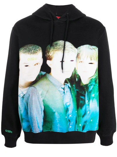 032c Logo Detail Hoodie In Black