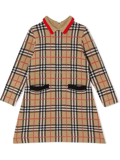 Burberry Kids' Little Girl's & Girl's Denise Vintage Check Merino Wool Dress In Beige