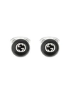 Gucci Interlocking G Sterling Silver Enamel Button Cufflinks In Silver