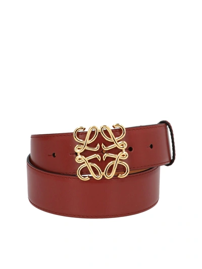 Loewe Anagram Belt In Burgundy In Red