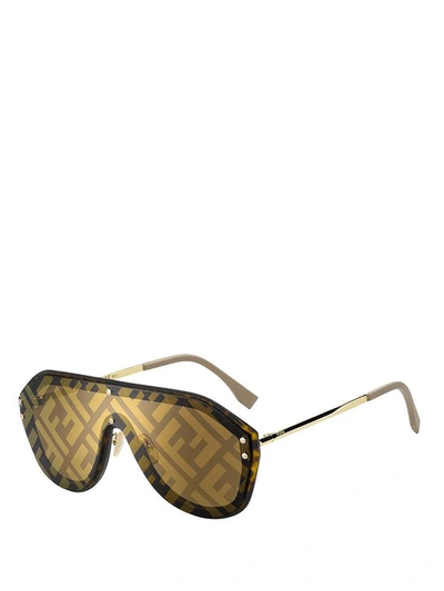 Fendi Men's Aviator Acetate Keyhole Sunglasses In Brown