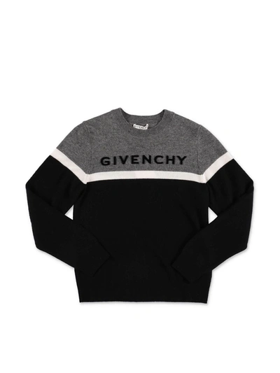 Givenchy Kids' Logo Print Wool & Cashmere Sweater In Grey