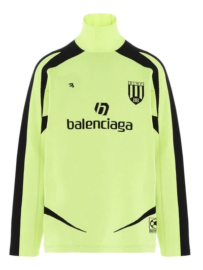 Balenciaga Soccer Turtleneck In Lime Yellow