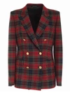 TAGLIATORE TARTAN DOUBLE-BREASTED JACKET IN RED AND GREE