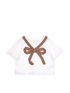 BURBERRY STRIPED BOW T-SHIRT IN WHITE