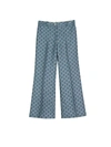 GUCCI LAME LOGO PANTS IN LIGHT BLUE