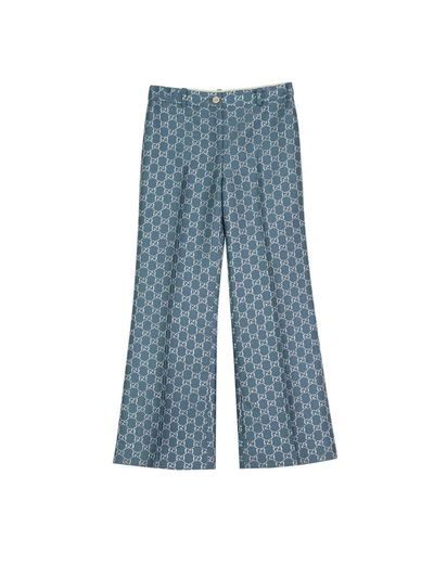 Gucci Kids' Children's Light Gg Lamé Trousers In Blue