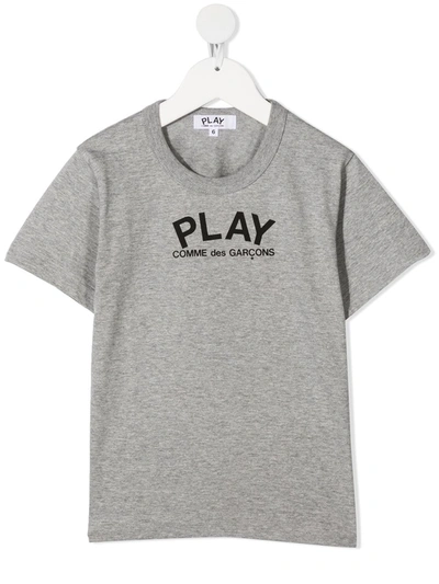 Comme Des Garçons Play Kids' Black-heart Logo Print T-shirt In Grey