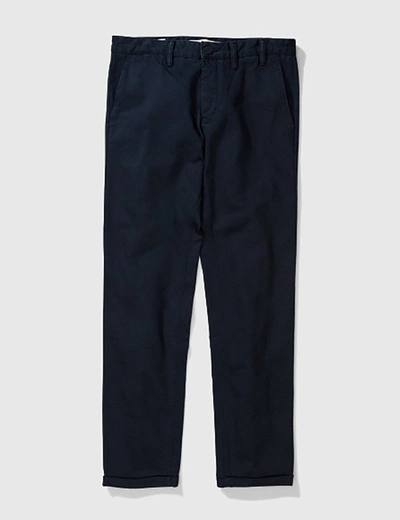 Norse Projects Andersen Straight-leg Cotton And Linen-blend Trousers In Navy Blue