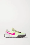 Nike Waffle Racer Crater Leather And Suede-trimmed Shell Sneakers In Bright Yellow