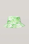 GANNI PRINTED COTTON POPLIN HAT,5714667158572