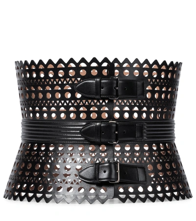 Alaïa Vienne Leather Corset Belt In Noir