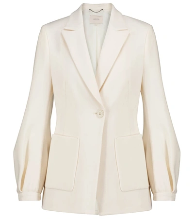 Dorothee Schumacher Sophisticated Perfection Puff-sleeve Crepe Blazer In Weiss
