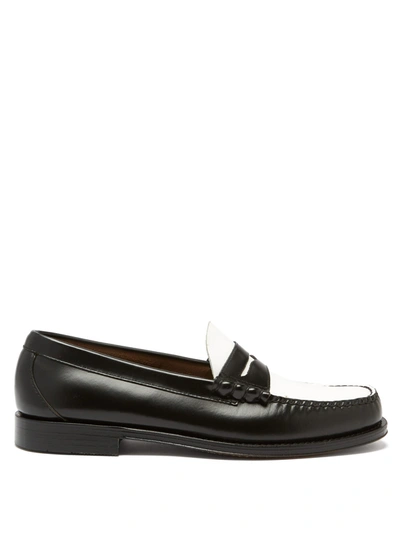 G.h. Bass & Co. Weejuns Heritage Larson Colour-block Leather Penny Loafers In Black/white