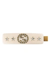 Gucci Gg Black Crystal-embellished Hair Clip In Gold/ Cream