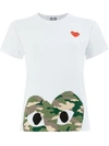Comme Des Garçons Play Women's Camo Heart Play T-shirt In White
