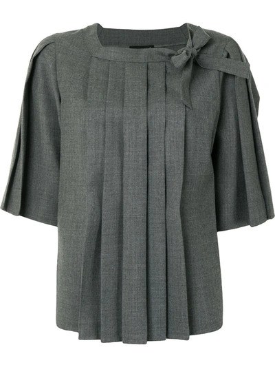 Agnès B. Pleated Bow-detail Top In Grey