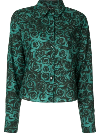 Agnès B. Rose-print Shirt In Green