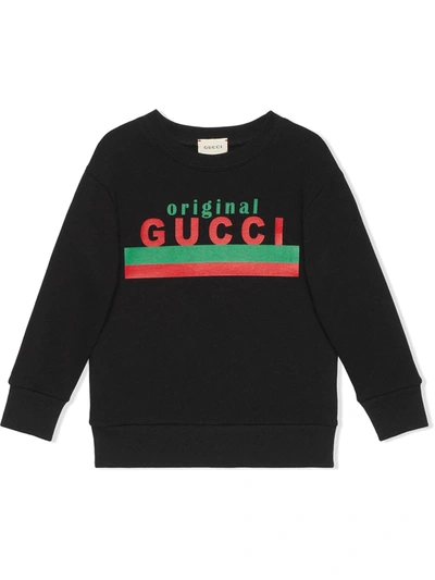 Gucci Boys Black Kids Logo-print Cotton-jersey Sweatshirt 4-10 Years 10 Years