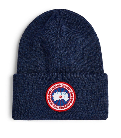 Canada Goose Arctic Disc Merino Wool Beanie In Navy