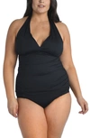 La Blanca Plus Size Ig Halter Tankini Swim Top In Black