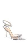 Mach & Mach Double Bow Crystal-embellished Pvc Heeled Sandals In Silver