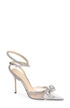 Mach&mach Double Bow Crystal-embellished Pvc Heeled Sandals In Silver